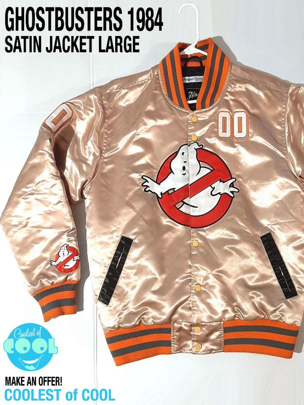 Ghostbusters 1984 Satin bomber Jacket men Large Headgear Classics VTG streetwear
